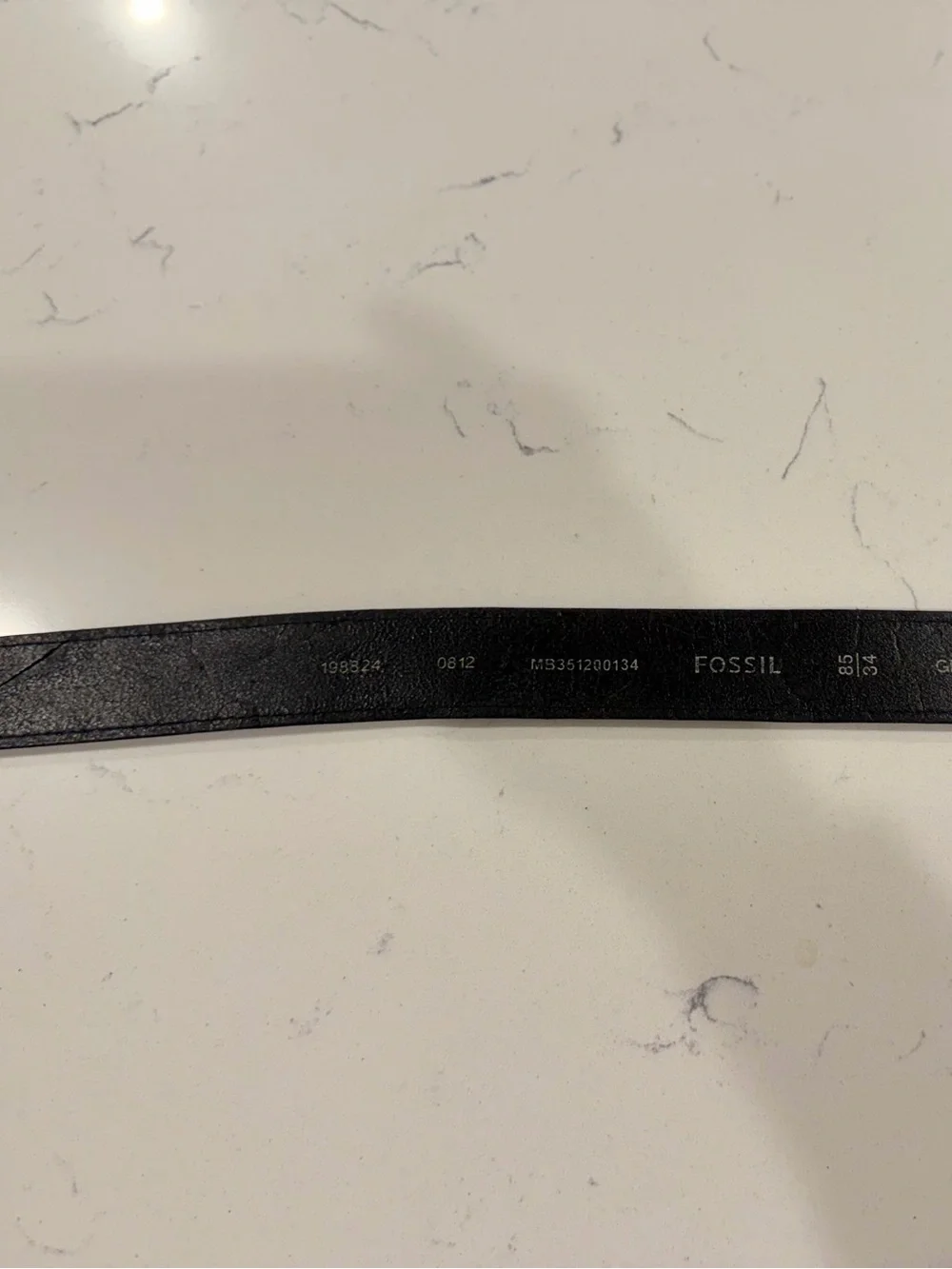 Fossil Black Leather Men's Belt with Silver-Tone Buckle